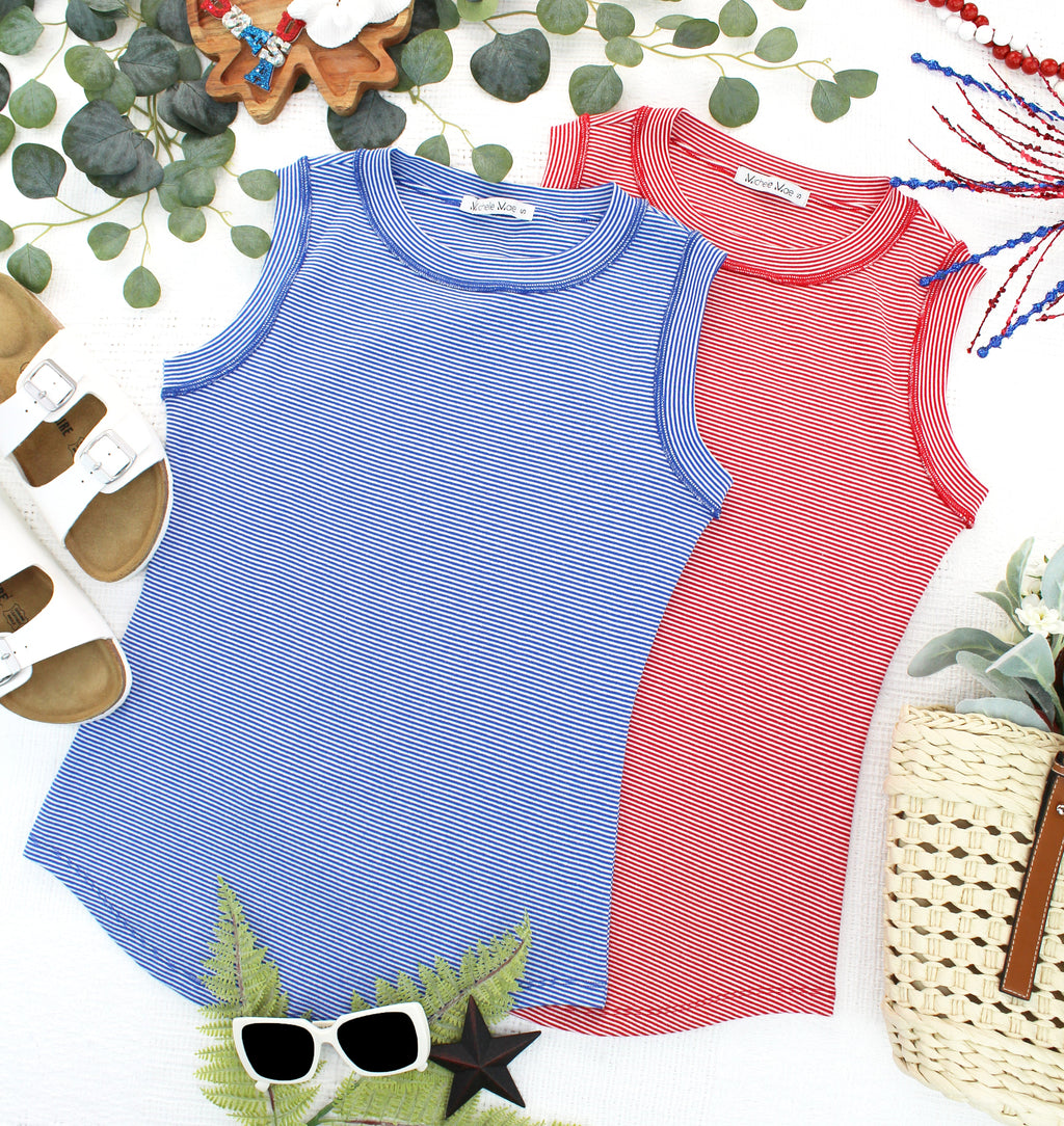 Morgan Micro Striped Tank - Red
