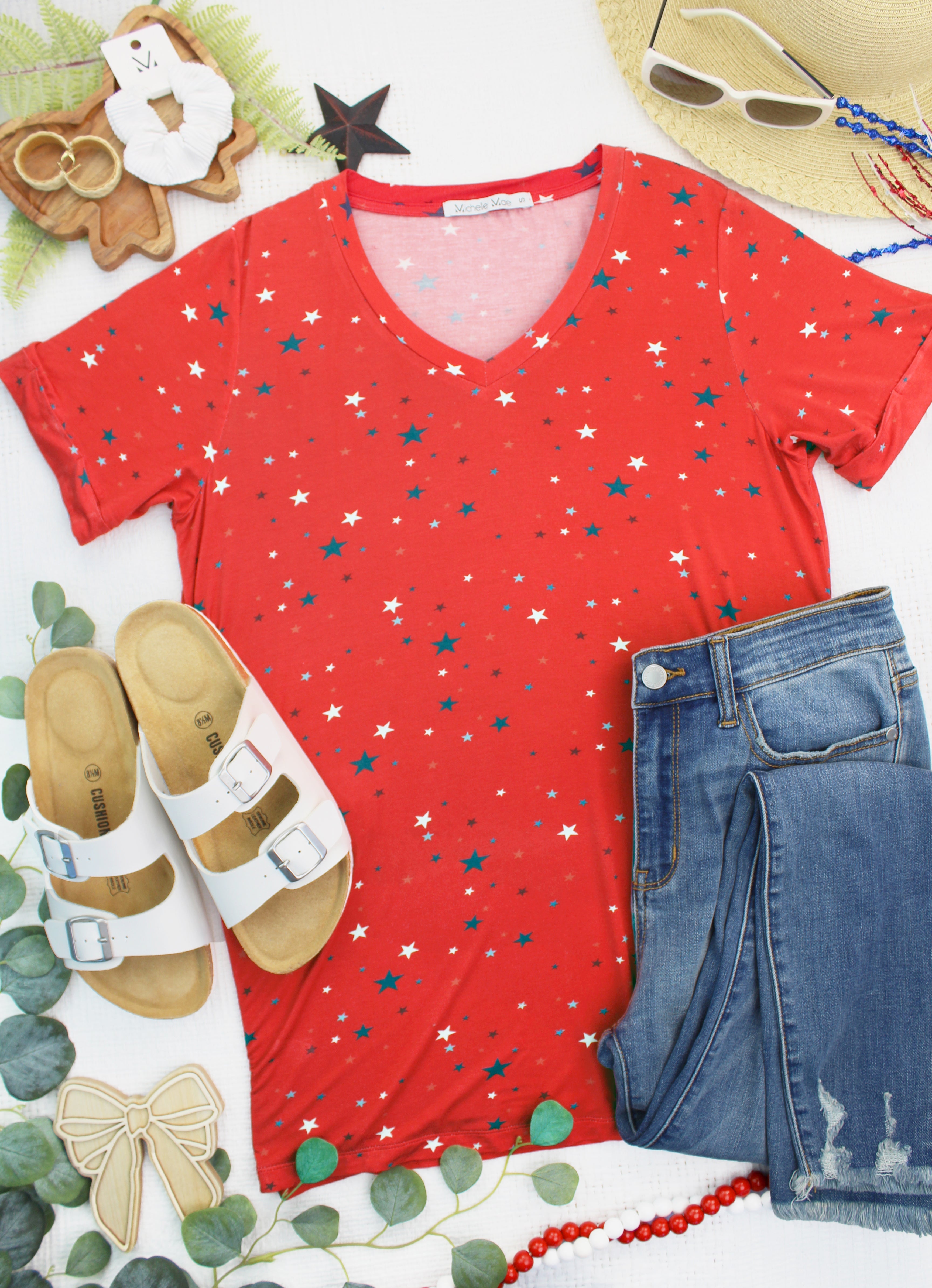 Sophie Top - Red Liberty Stars